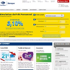 Aperçu du site officiel de Carrefour Banque